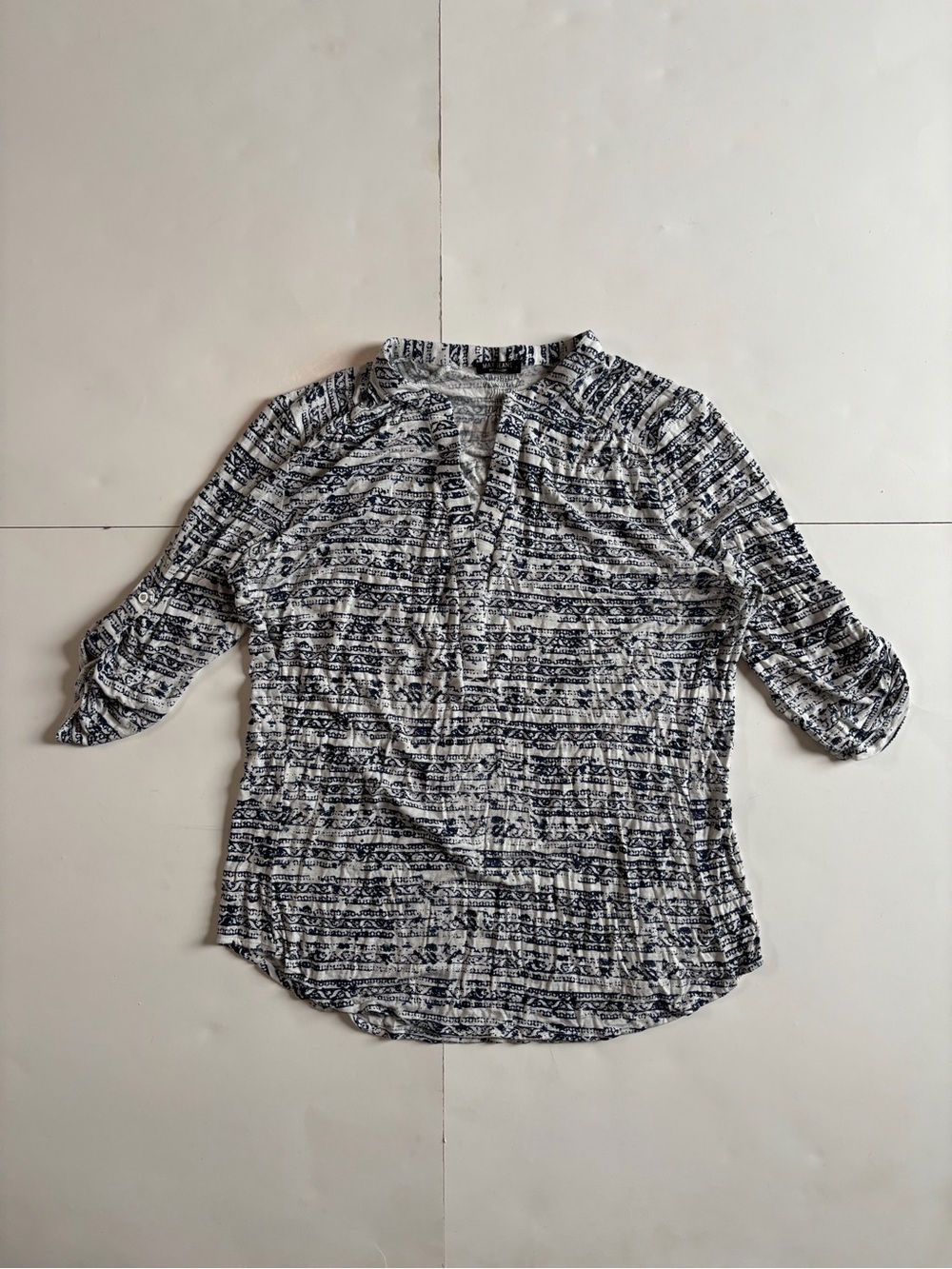 Max Jeans Navy & White Patterned Tunic Top